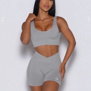 Bombshell Sportswear Gray Sclupt Sports Bra&Shorts Set